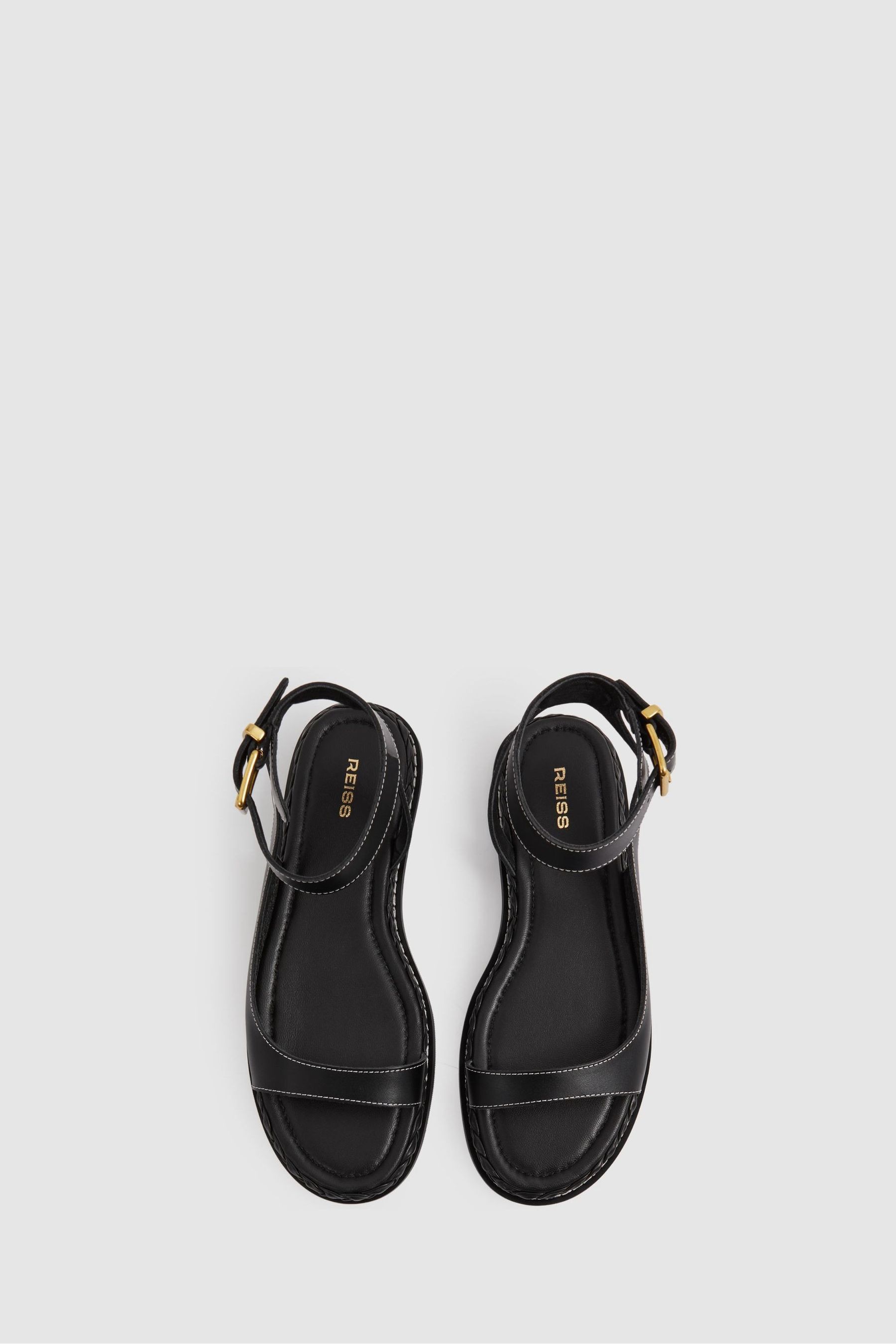 Buy Reiss Black Gabi Leather Plait Detail Sandals from the Next UK online shop