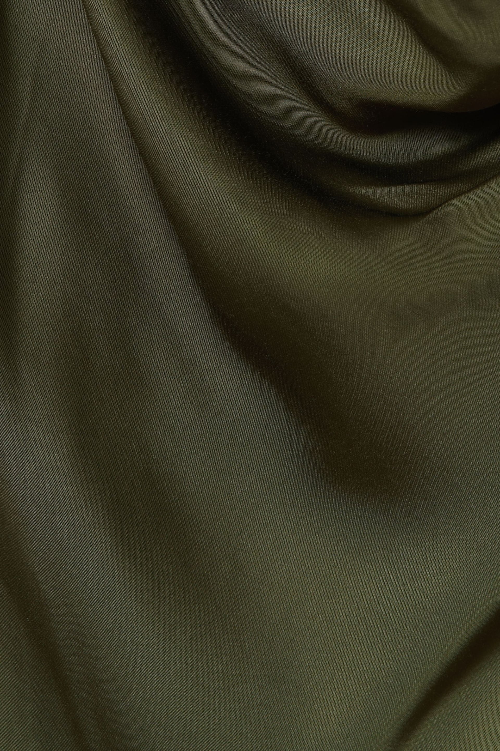 Reiss Khaki Isabel Satin Cowl Neck Midi Dress - Image 5 of 5