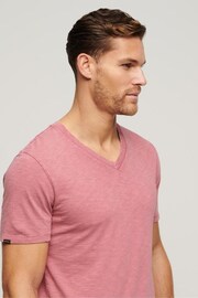 Superdry Pink Superdry V-Neck Slub Short Sleeve T-Shirt - Image 3 of 6