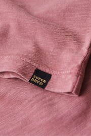 Superdry Pink Superdry V-Neck Slub Short Sleeve T-Shirt - Image 4 of 6