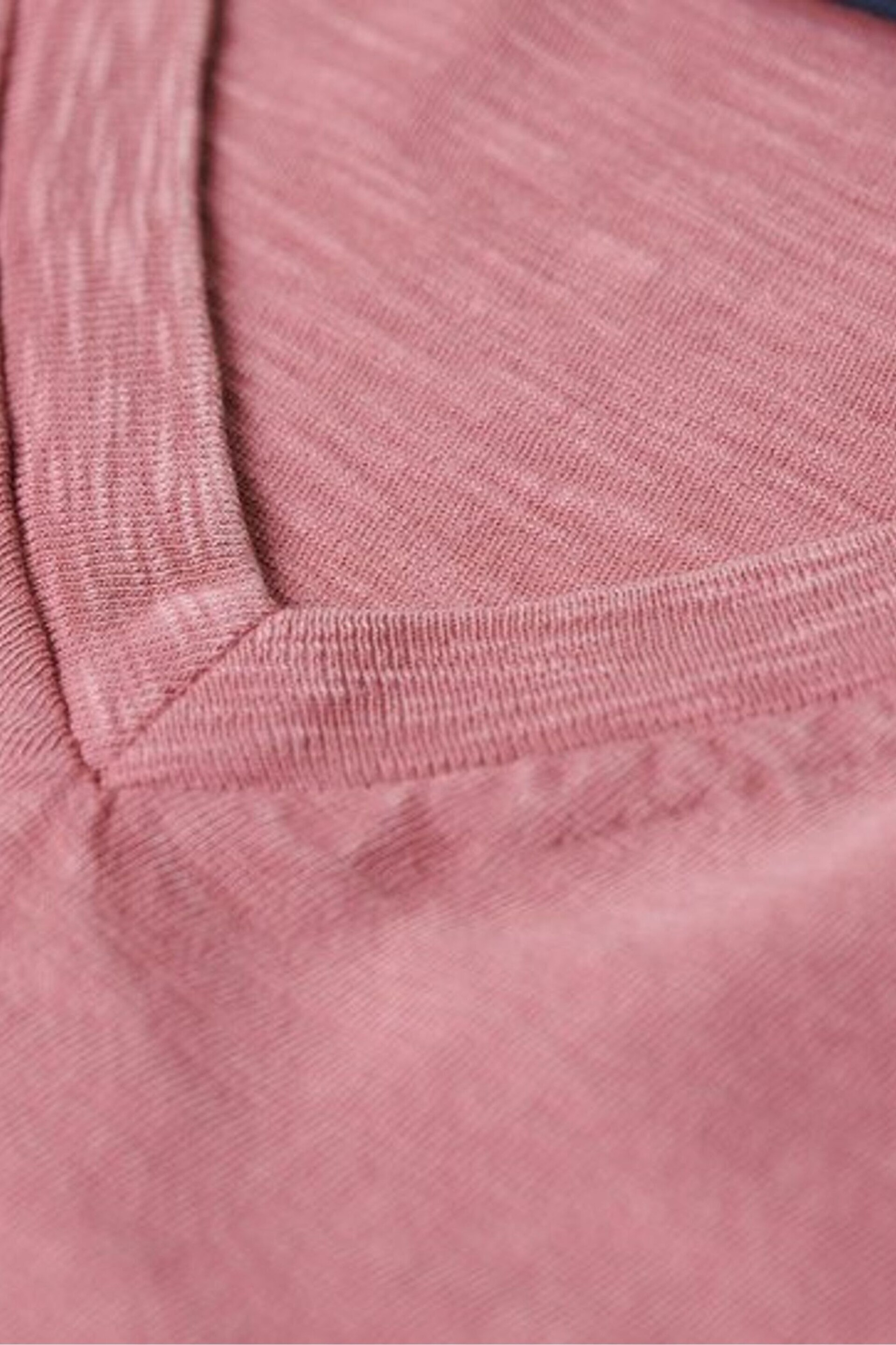 Superdry Pink Superdry V-Neck Slub Short Sleeve T-Shirt - Image 5 of 6