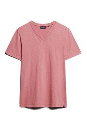 Superdry Pink Superdry V-Neck Slub Short Sleeve T-Shirt - Image 6 of 6