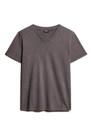 Superdry Grey 100% Cotton V-Neck Slub Short Sleeve T-Shirt - Image 4 of 5