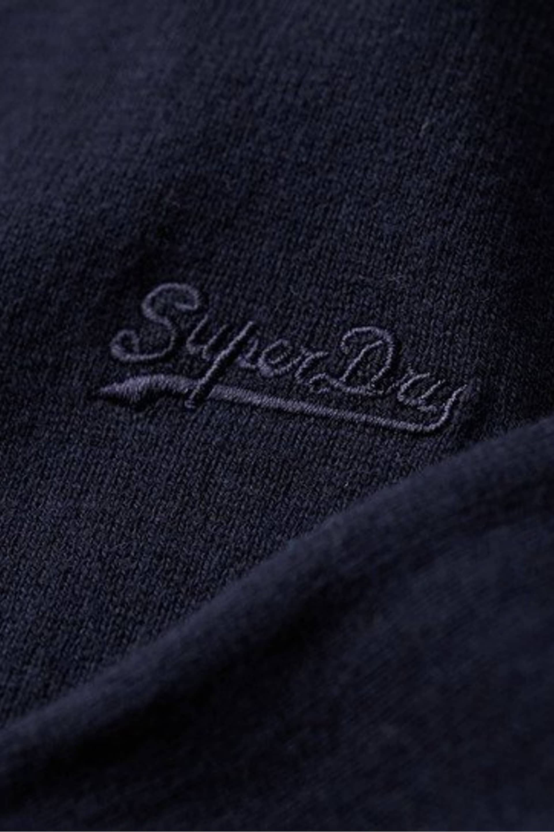 Superdry Blue Henley Cotton Cashmere Knitted Jumper - Image 5 of 6