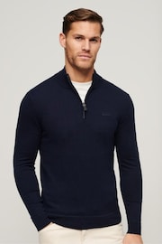 Superdry Blue Henley Cotton Cashmere Knitted Jumper - Image 6 of 6