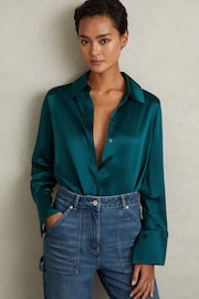 Reiss Teal Hailey Silk Shirt - Image 5 of 6