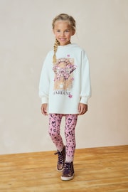 Ecru/Pink Sequin Butterfly 100% Cotton Hoodie and Leggings Set (3-16yrs) - Image 1 of 4