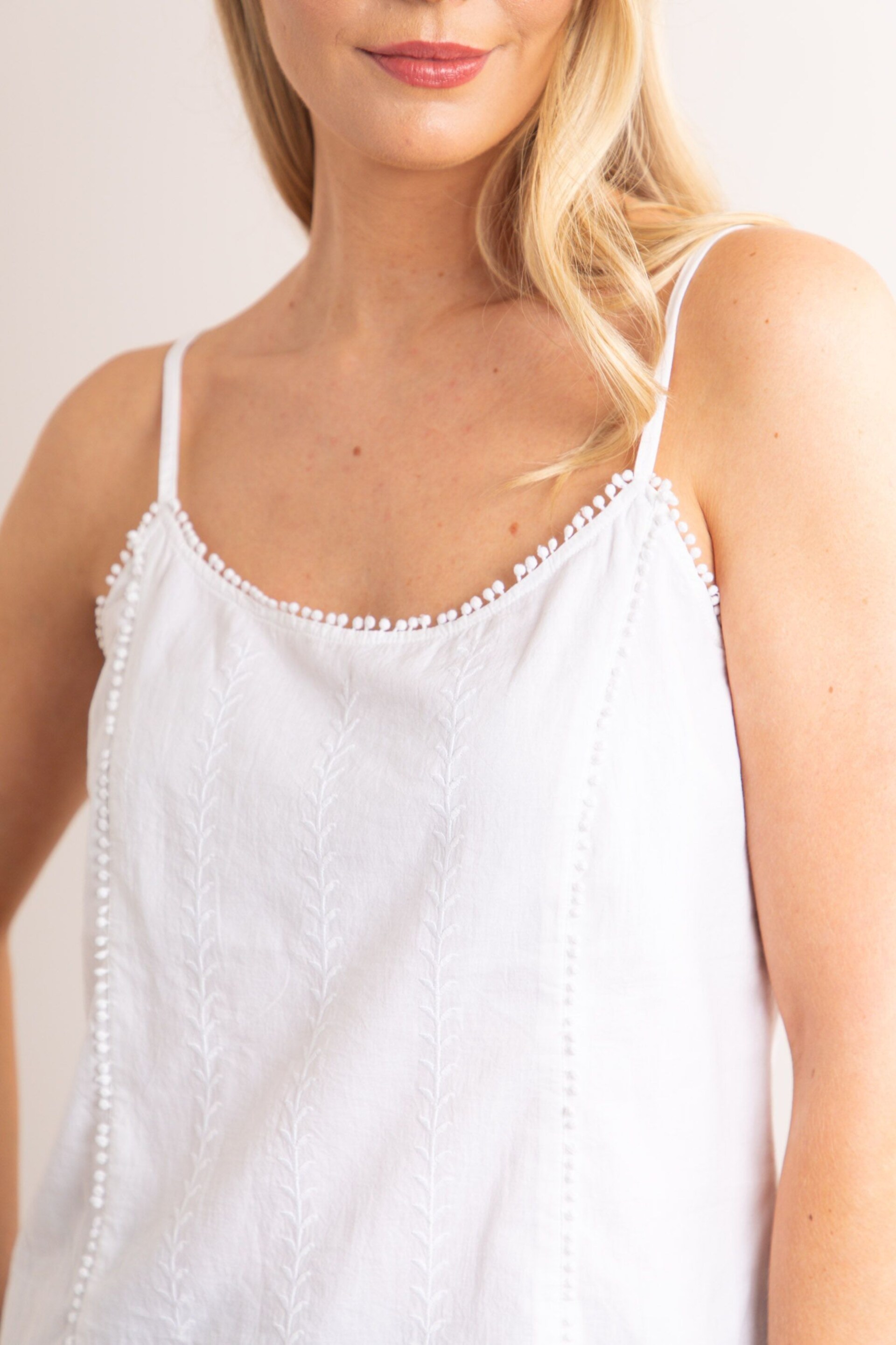 Lakeland Leather Clothing Taylor Cotton Cami White Top - Image 4 of 4