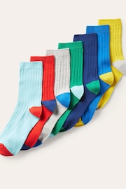 Boden Green Ribbed Socks 7 Pack - Image 1 of 2