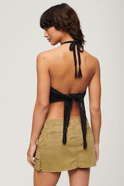 Superdry Black Cropped Halter Crochet Top - Image 2 of 7