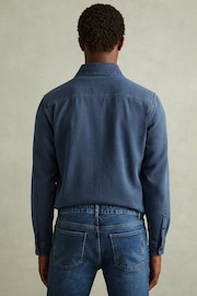 Reiss Indigo Blue Mcilroy Textured Denim Overshirt - Image 4 of 6