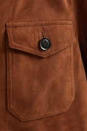 Reiss Tobacco Brown Clock Suede Front Pocket Jacket - Image 6 of 6