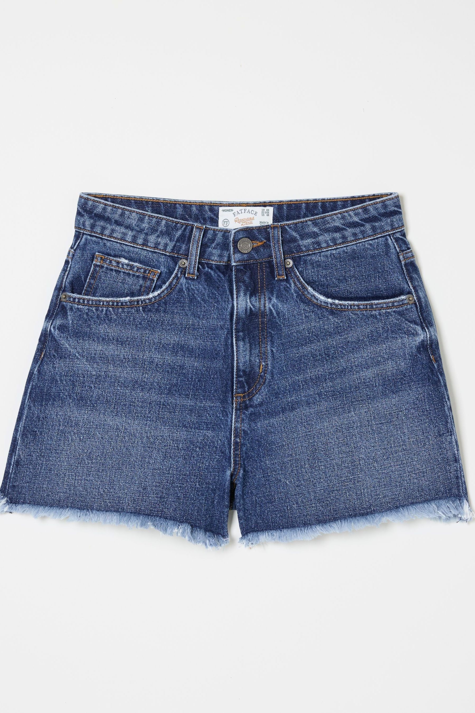 FatFace Blue Holywell Denim Cut Off Shorts