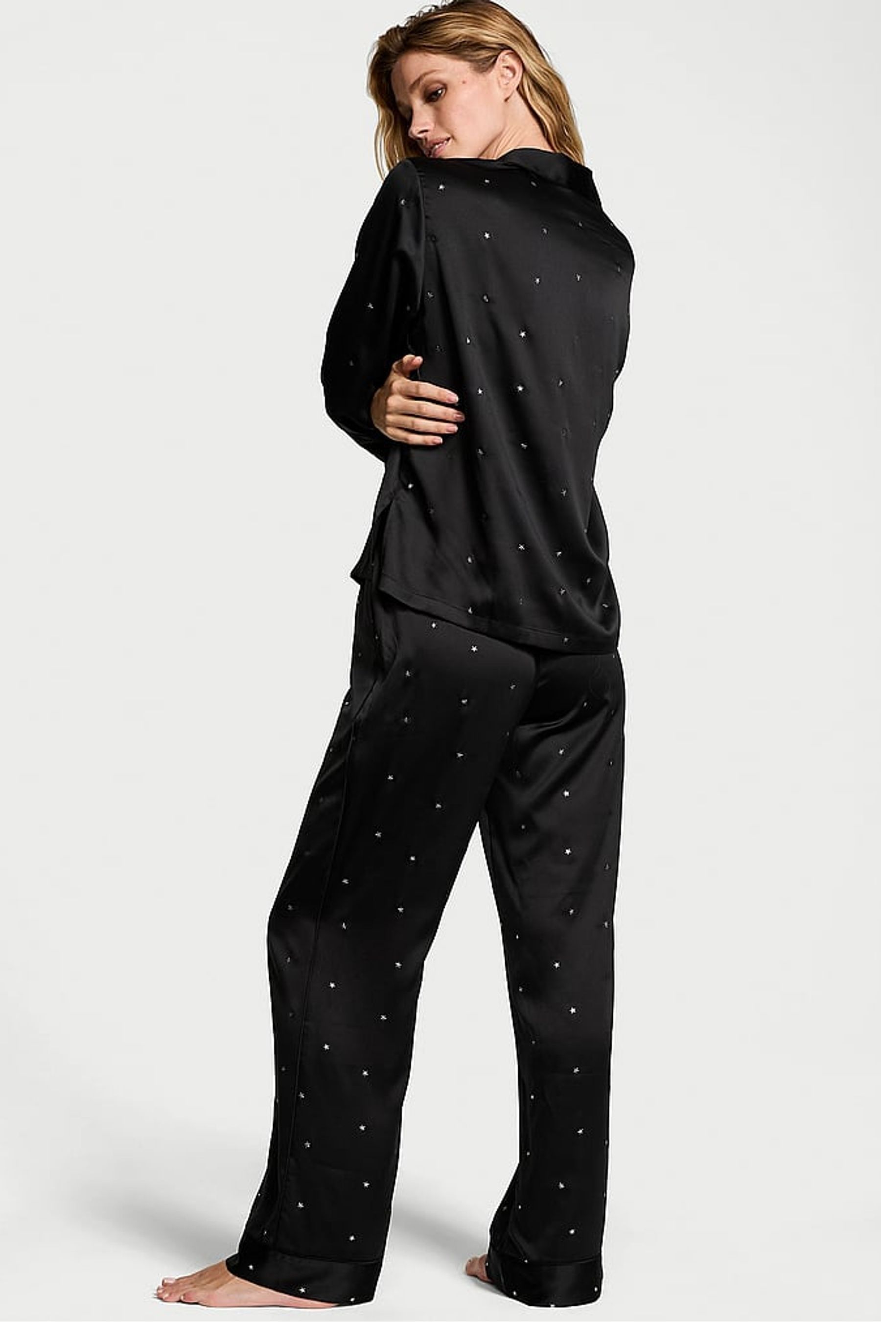 Buy Victoria s Secret Black Star Dew Drop Long Pyjama Set from the Next UK online shop