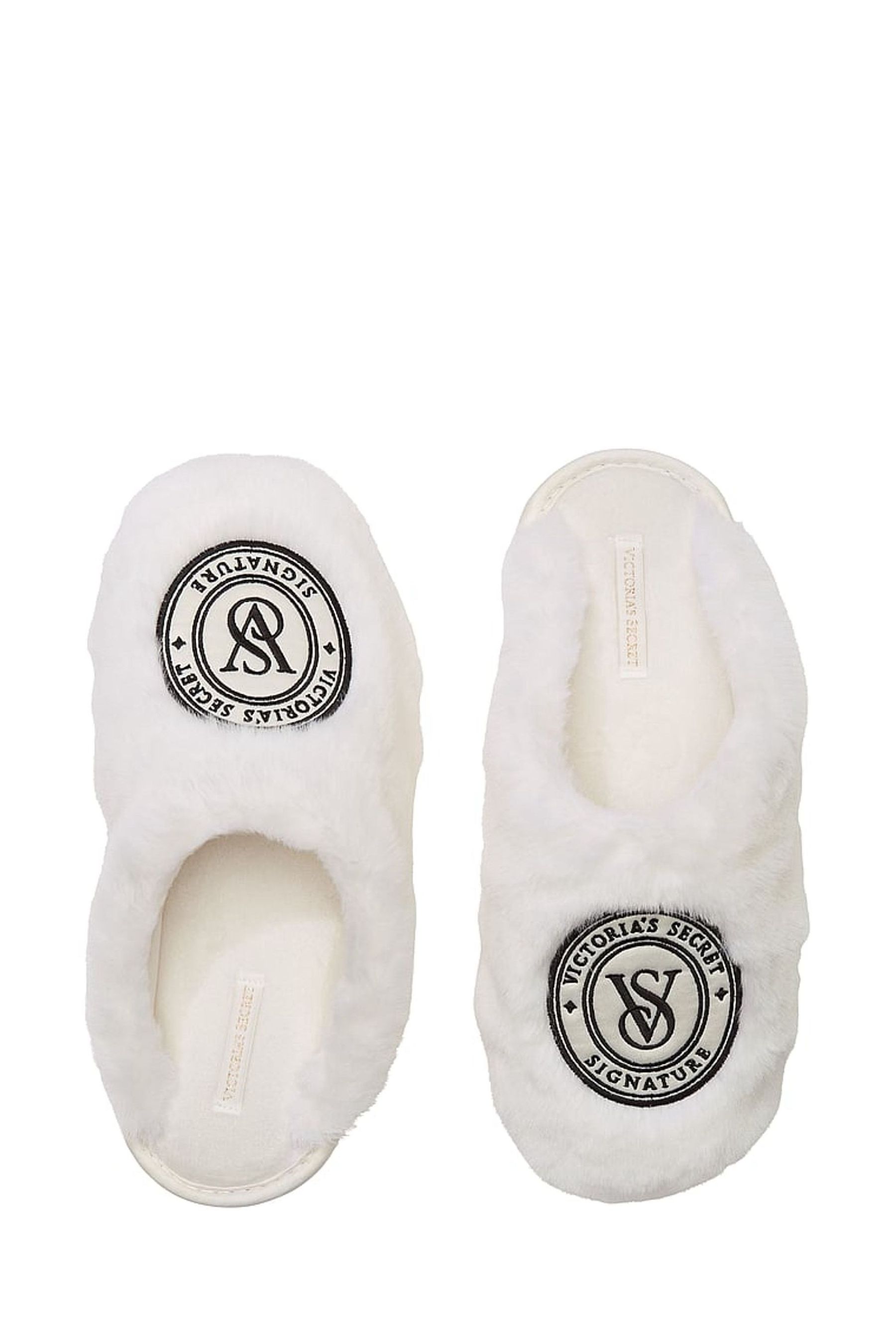White faux fur slides cheap