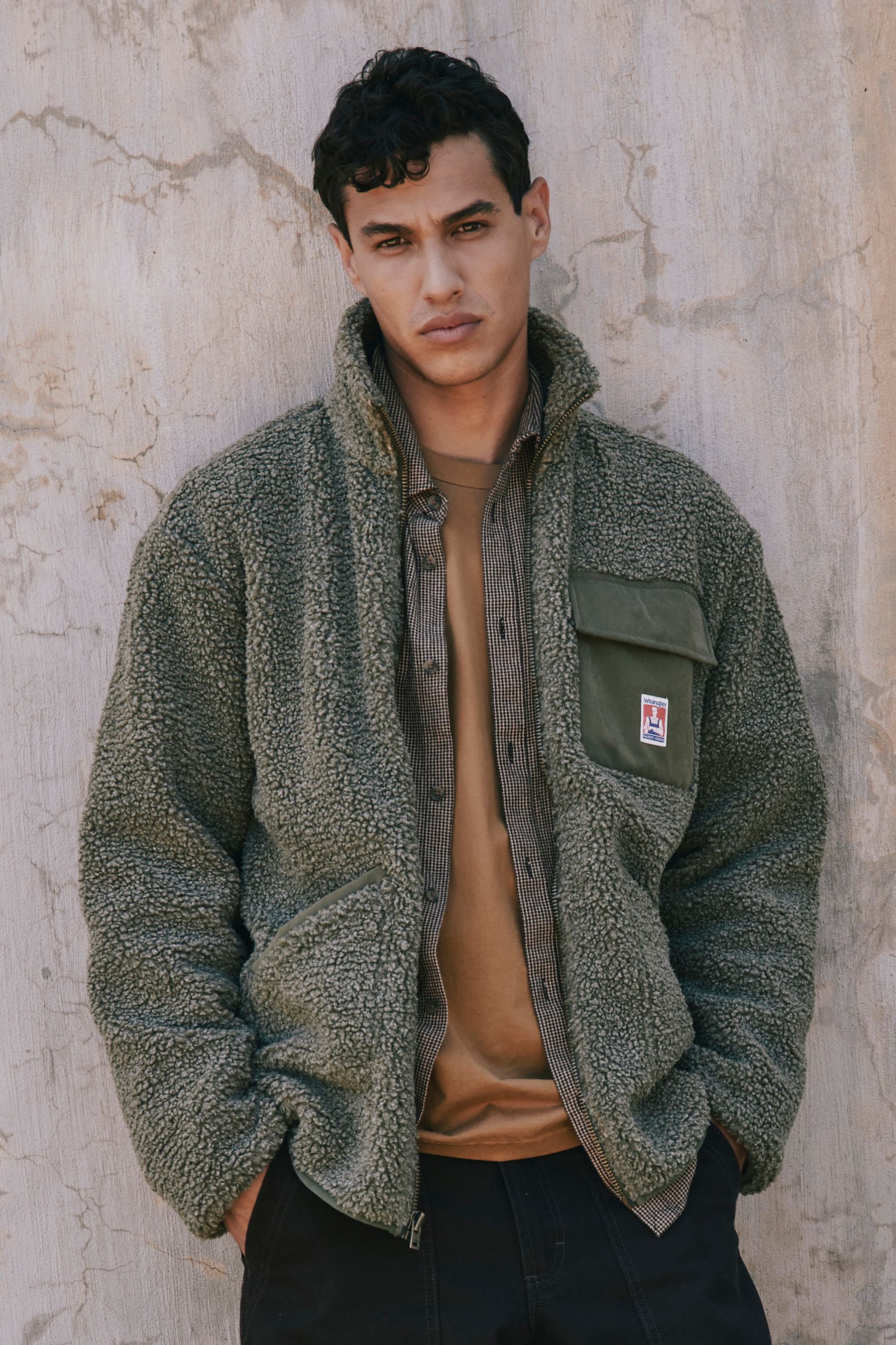 Buy Wrangler Ivy Green Casey Shearling Fleece Jacket from the Next UK online shop