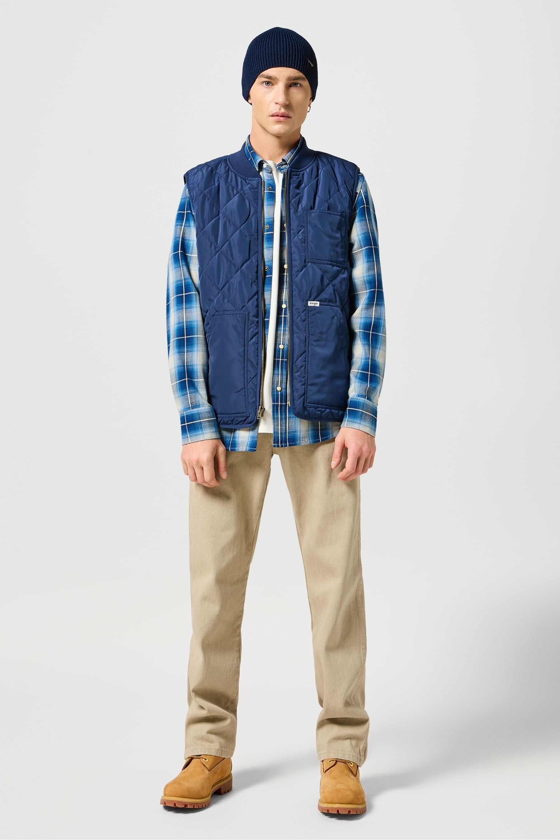 Buy Wrangler Blue Wrangler Blue Elavated Quilted Vest Gilet from Next Ireland