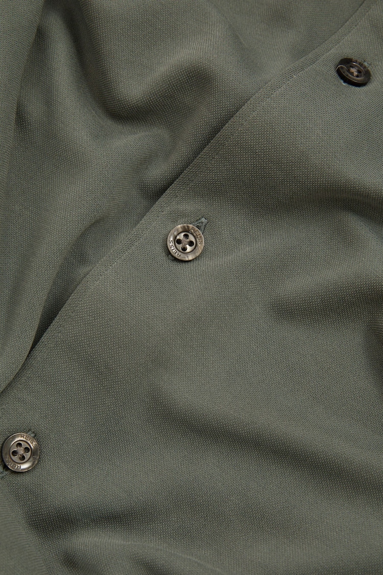 Reiss Green Smoke Bobby Modal Blend Cutaway Collar Shirt - Image 5 of 5