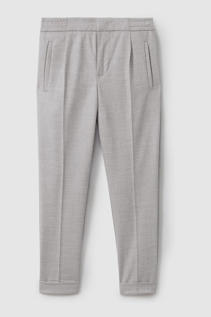 Reiss Grey Melange Brighton Junior Relaxed Elasticated Trousers with Turn-Ups - Image 1 of 3