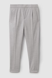 Reiss Grey Melange Brighton 9-14 yrs Relaxed Elasticated Trousers with Turn-Ups - Image 1 of 3