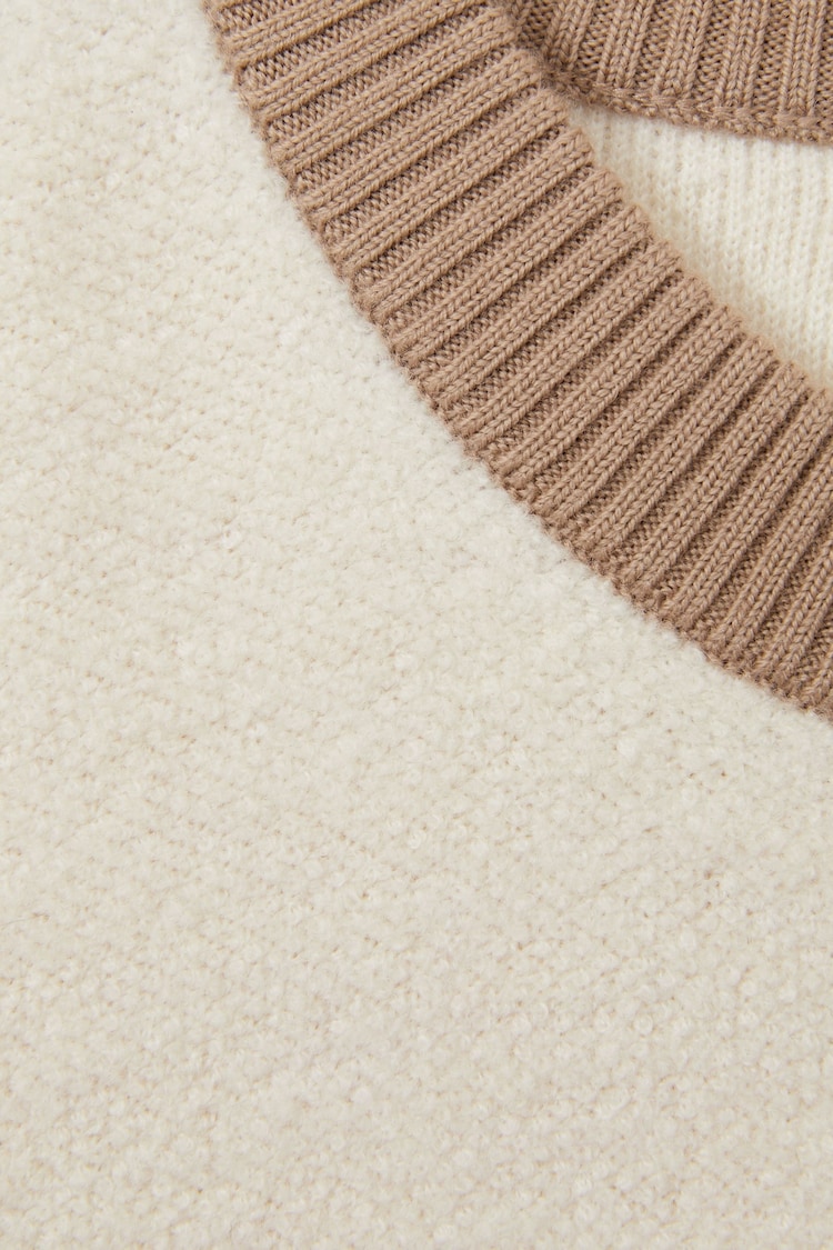 Reiss Cream/Camel Beth Wool Colourblock Crew Neck Jumper - Image 5 of 5