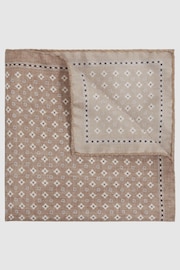 Reiss Oatmeal Pulcino Reversible Silk Pocket Square - Image 1 of 5