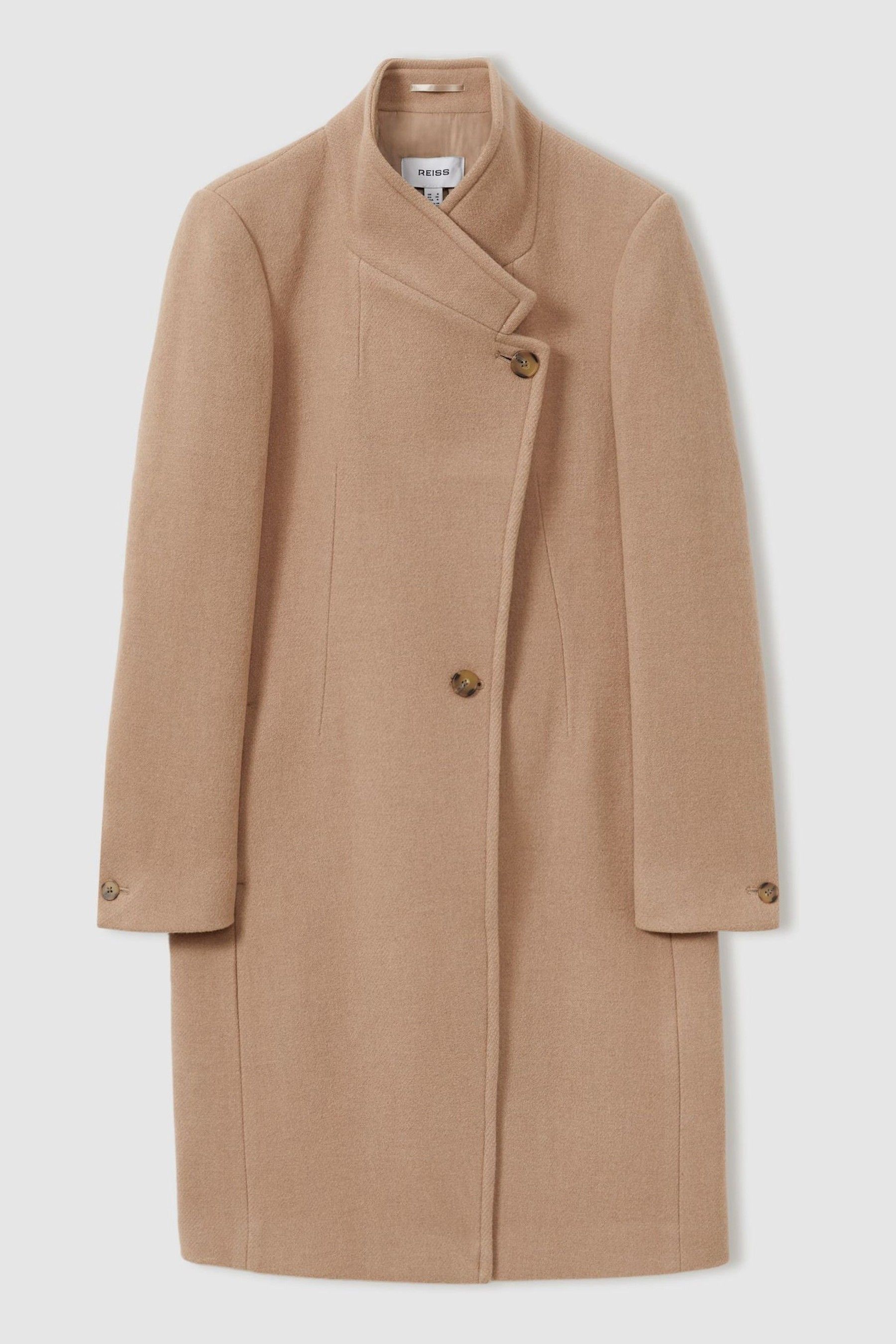 Buy Reiss Light Camel Maude Petite Wool Blend Longline Double Breasted Coat from Next Ireland