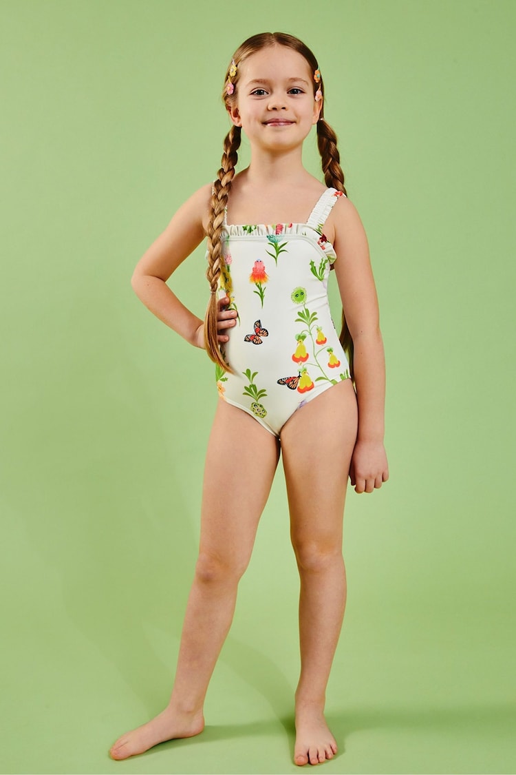 Angels By Accessorize Girls Floral White Swimsuit - Image 1 of 3