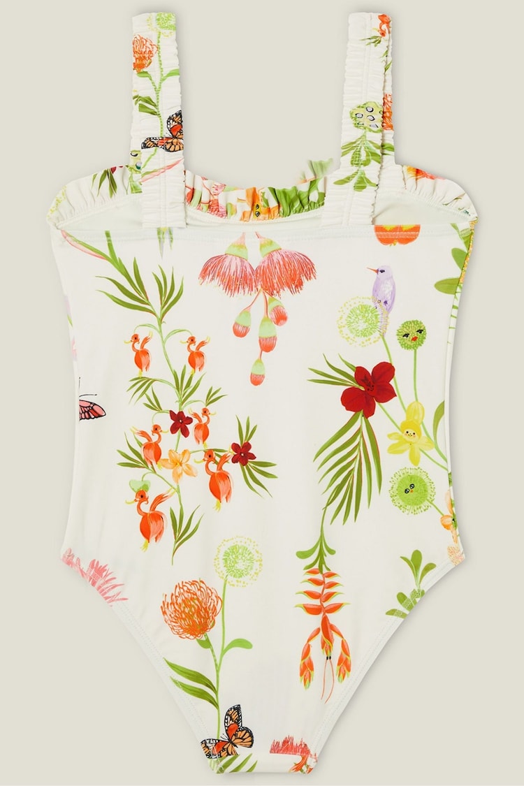 Angels By Accessorize Girls Floral White Swimsuit - Image 3 of 3