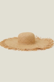 Accessorize Brown Raw Edge Floppy Hat - Image 1 of 4