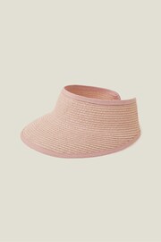 Accessorize Pink Straw Visor Hat - Image 1 of 3