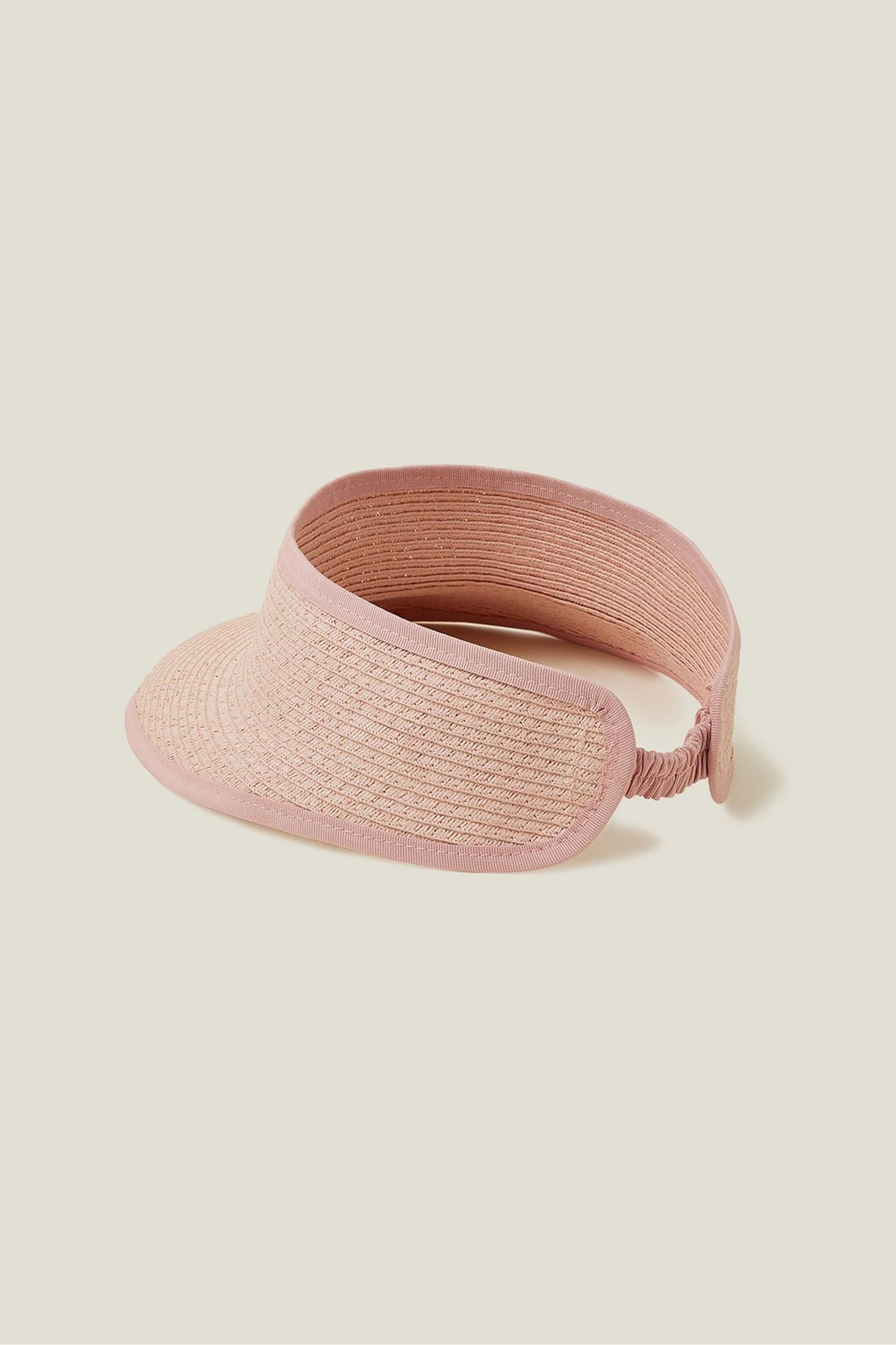 Accessorize Pink Straw Visor Hat - Image 2 of 3