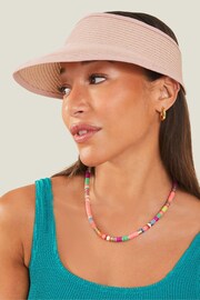 Accessorize Pink Straw Visor Hat - Image 3 of 3