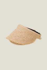 Accessorize Brown Raw Edge Visor Hat - Image 1 of 3