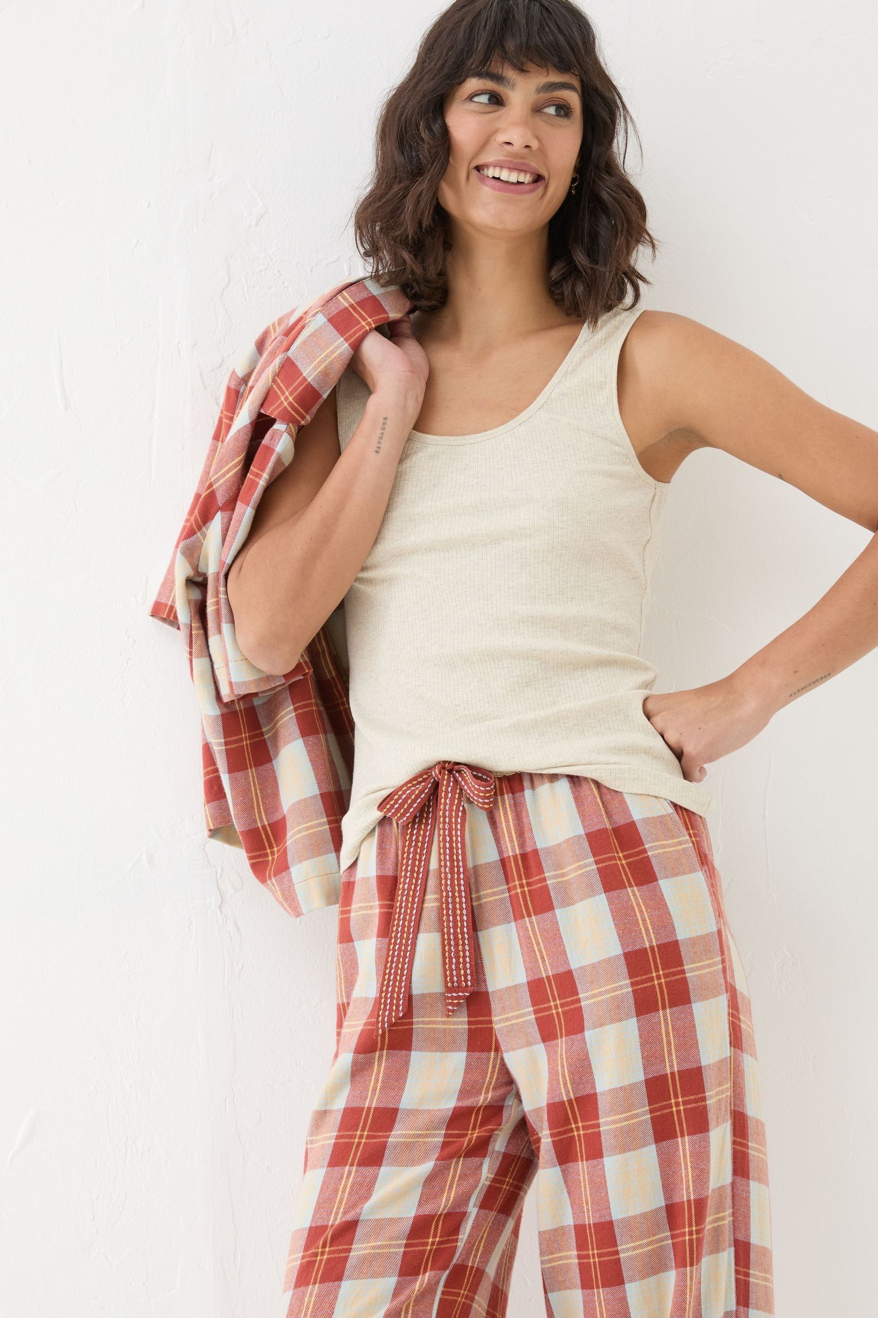 FatFace Women s Natural Rib Pyjama Top