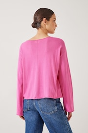 Hush Pink Aarani Open Neck Linen Blend Crew Top - Image 3 of 5