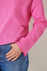 Hush Pink Aarani Open Neck Linen Blend Crew Top - Image 4 of 5