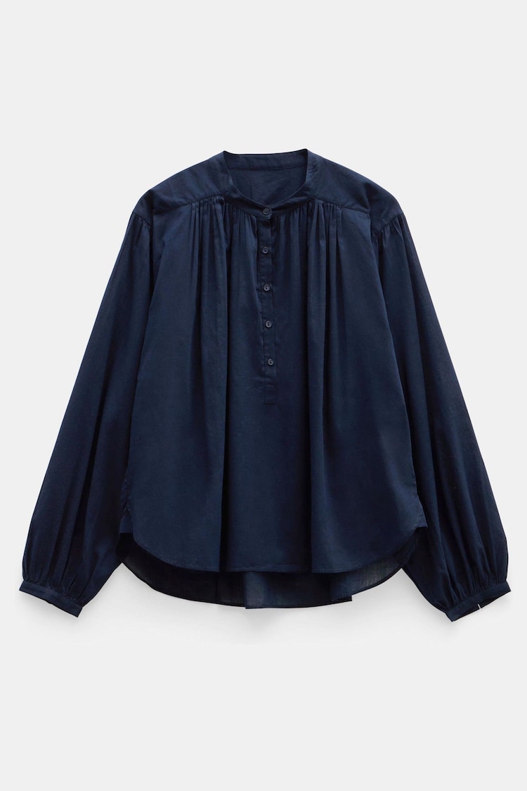 Hush Blue Lhea Gather Detail Oversized Blouse - Image 5 of 5