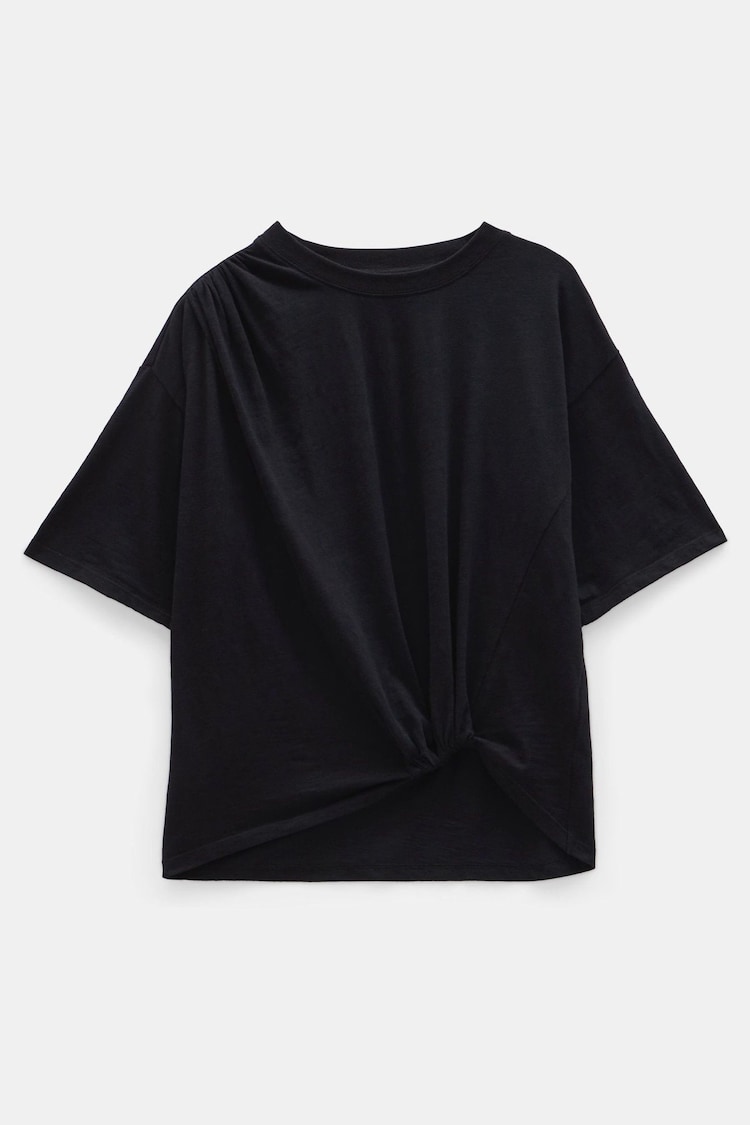 Hush Black Tamsen Tuck Detail Slub 100% Cotton T-Shirt - Image 5 of 5