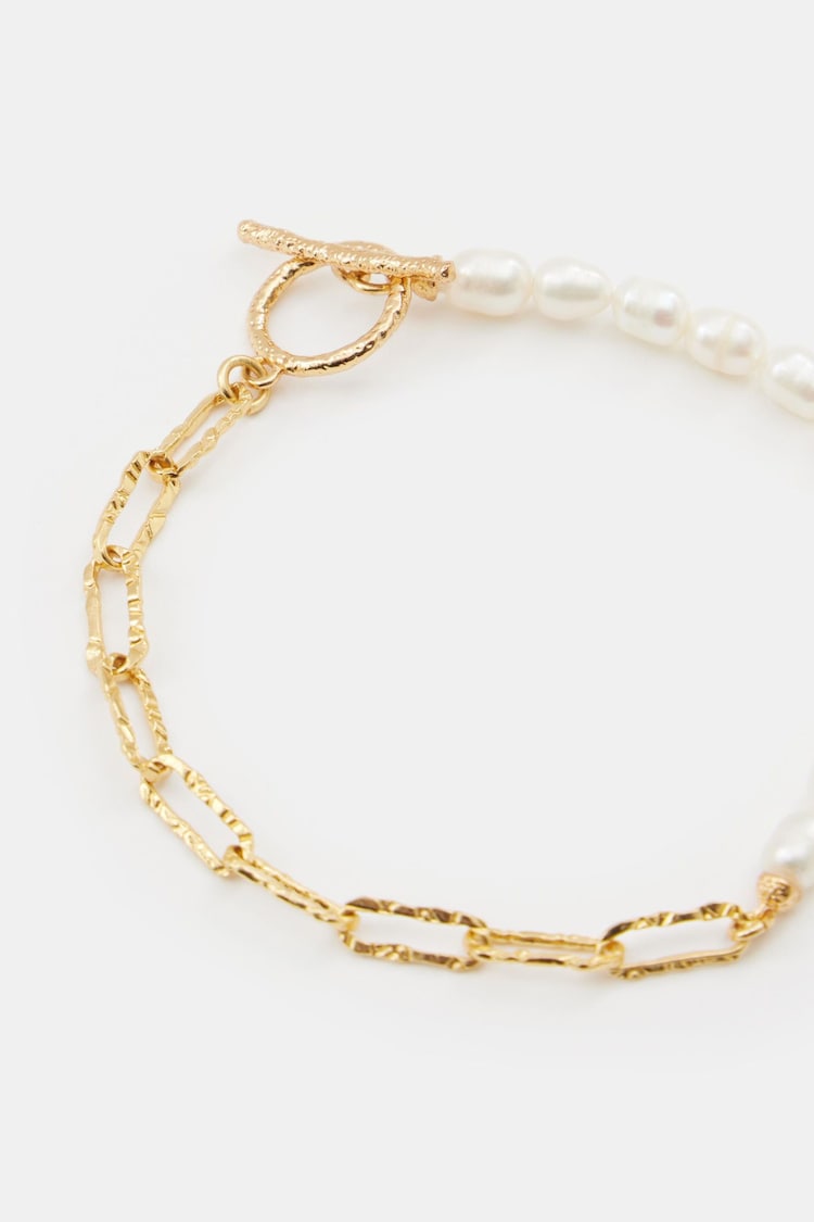 Hush Gold Tone Hadley Hammered Pearl Chain Bracelet - Image 2 of 3