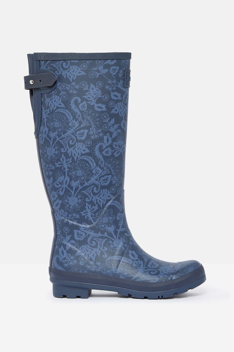 Joules Printed Navy Adjustable Tall Wellies - Image 1 of 5