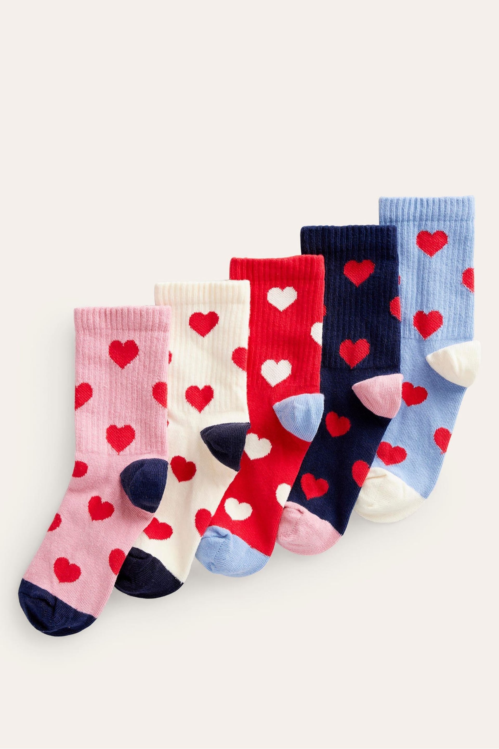 Boden Red Ribbed Socks 5 Pack - Image 1 of 1