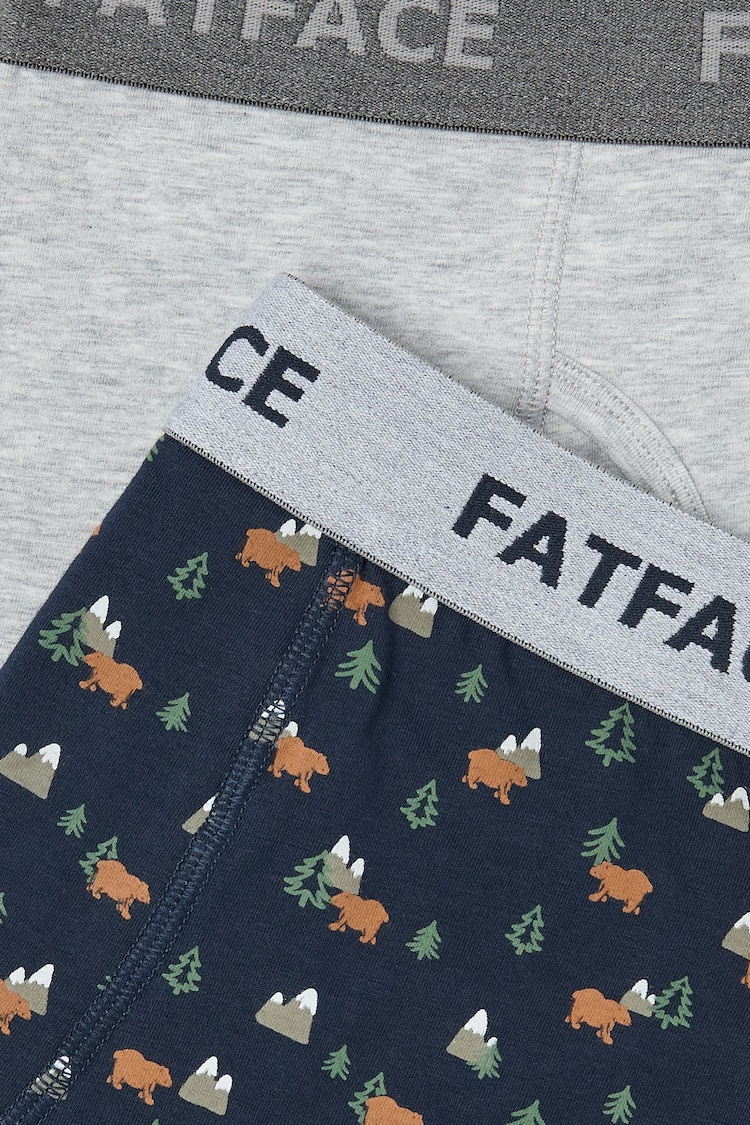 FatFace Navy Bear Print Boxers 2 Pack - Image 2 of 2