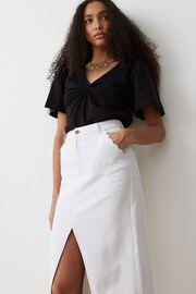 Oliver Bonas White Contrast Stitch Midi Skirt - Image 3 of 9