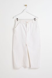 Oliver Bonas White Contrast Stitch Midi Skirt - Image 4 of 9