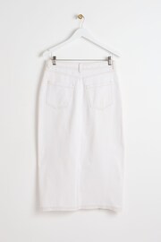 Oliver Bonas White Contrast Stitch Midi Skirt - Image 5 of 9