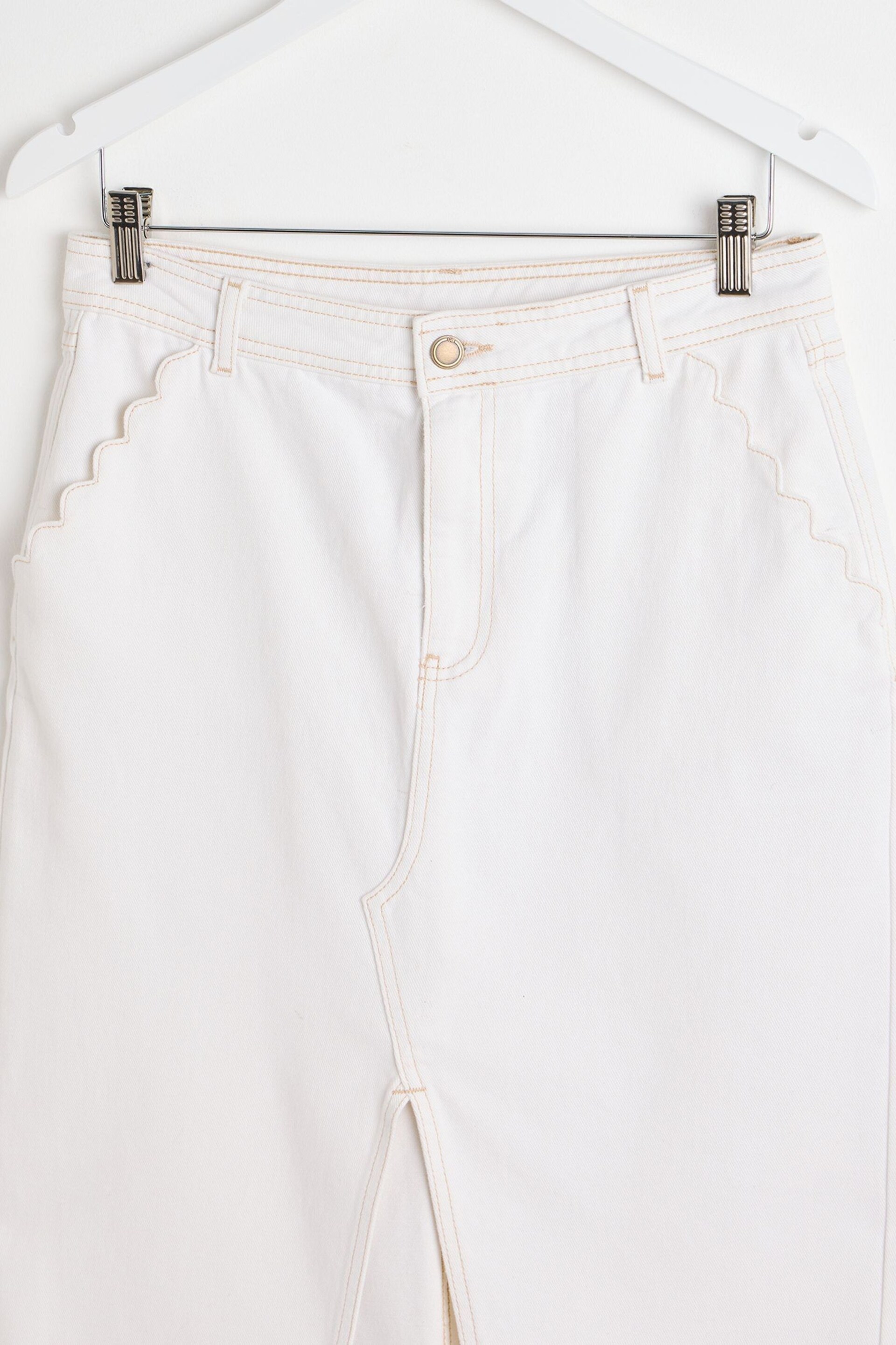 Oliver Bonas White Contrast Stitch Midi Skirt - Image 6 of 9