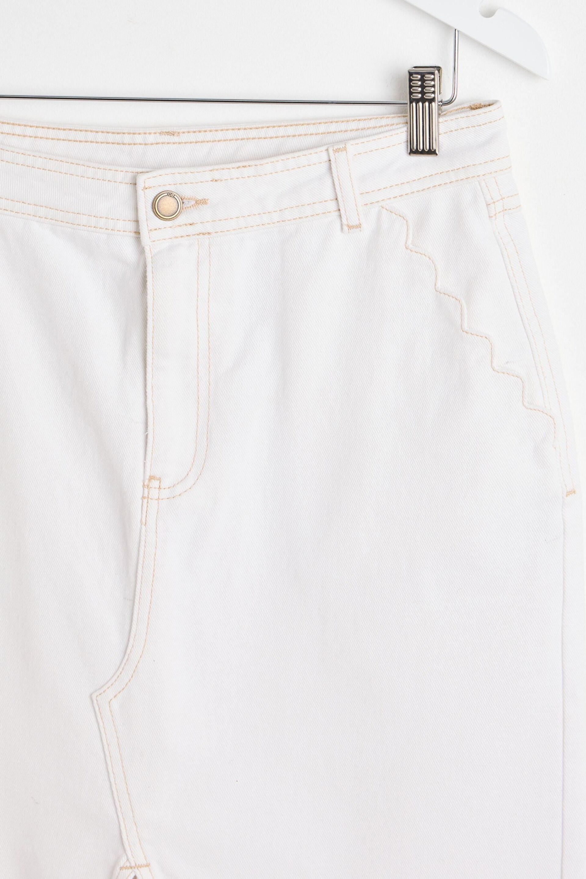 Oliver Bonas White Contrast Stitch Midi Skirt - Image 7 of 9