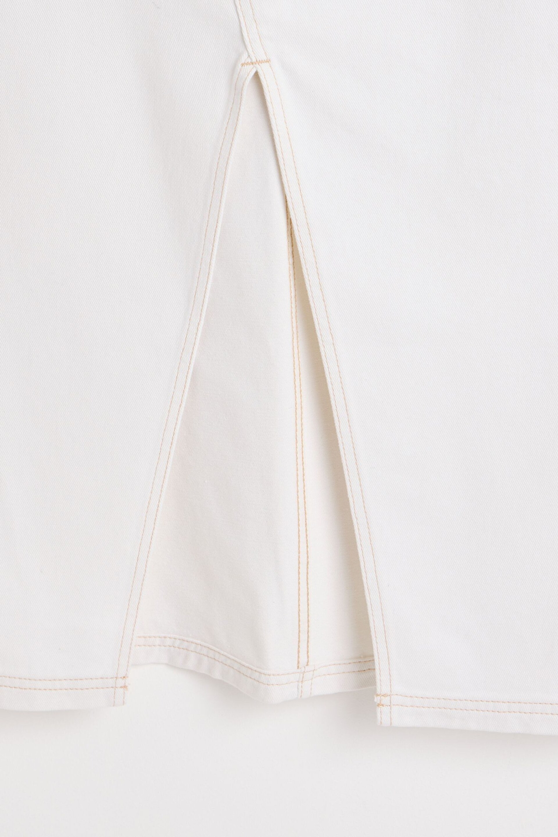 Oliver Bonas White Contrast Stitch Midi Skirt - Image 8 of 9