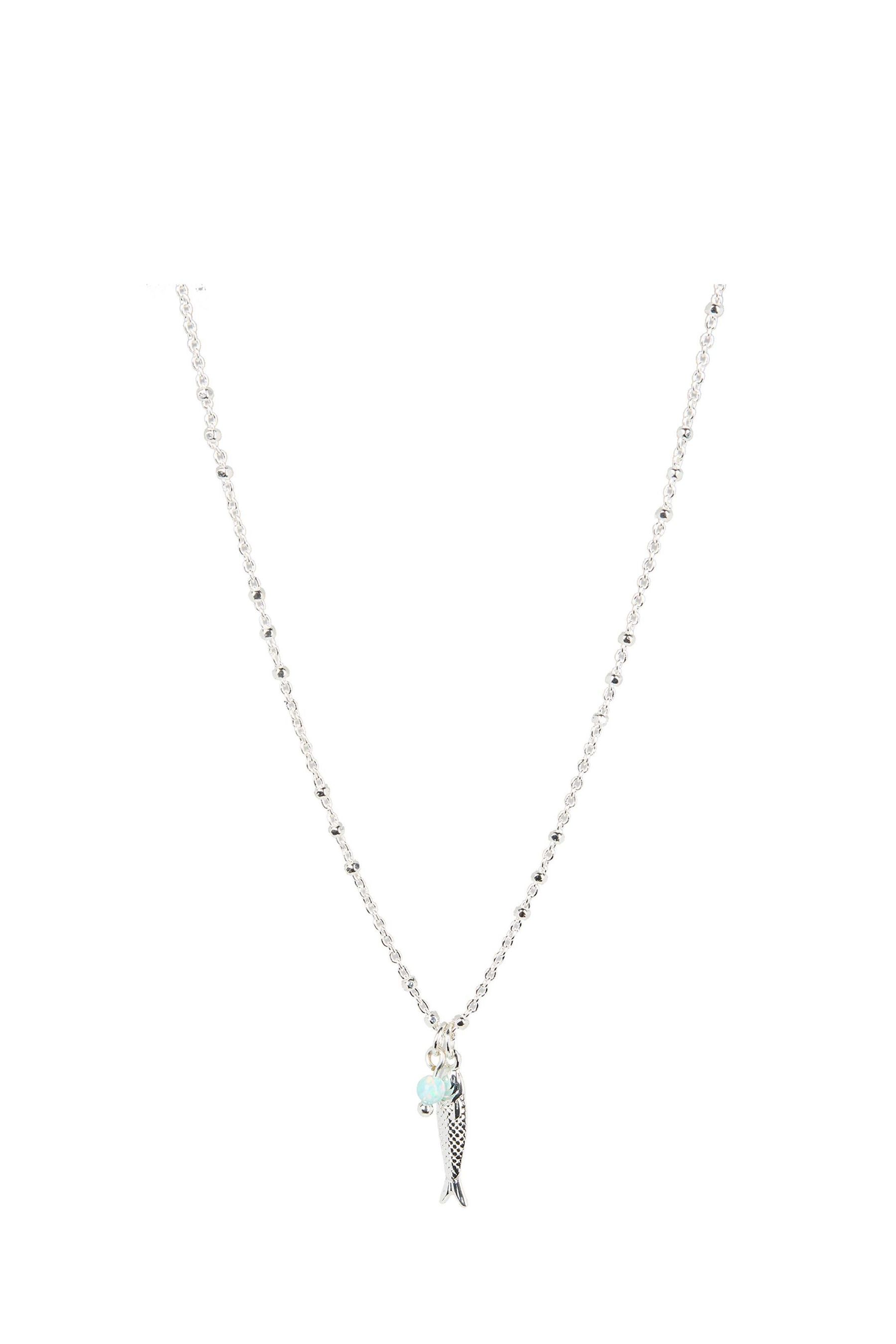 Buy Oliver Bonas Blue Dylin Fish Charm Opalite Silver Plated Pendant Necklace from the Next UK online shop